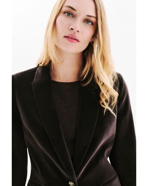 Blazer Aurora in cotone color cioccolato