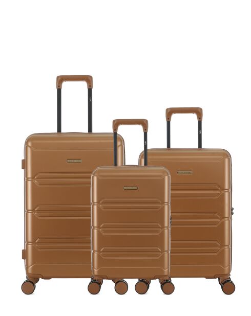 Set van 3 weekendkoffers, cabine en cabine XS Lynda bruin