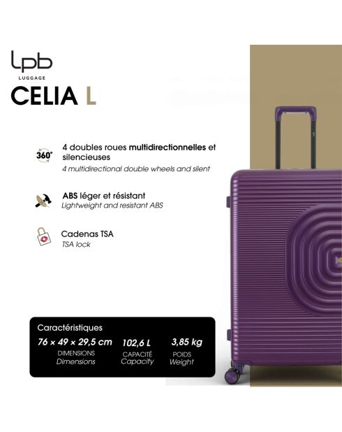 Valise Long Séjour Celia L noire - 76x49x29,5 cm