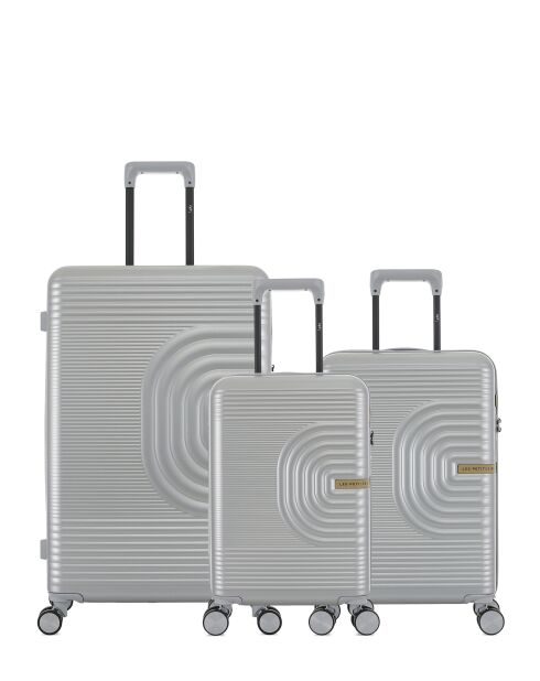 Set mit 3 großen Koffern, Kabine und Kabine XS Celia Silber