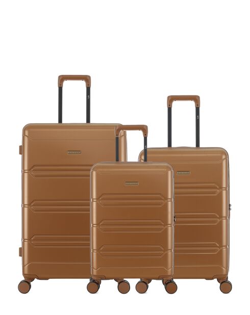 Set van 3 grote koffers, weekend en cabine Lynda bruin