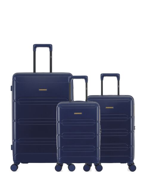 Set de 3 maletas grandes, cabina y cabina XS Lynda azul oscuro