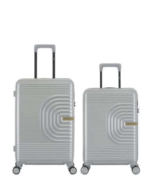 Set mit 2 silbernen Celia Wochenend- und Kabinenkoffern