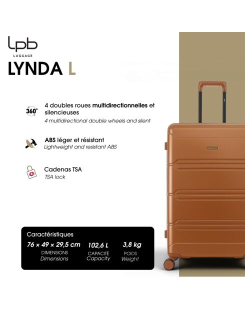 Valise Long Séjour Lynda L brun - 76x49x29,5 cm