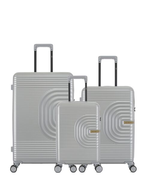 Set mit 3 großen Koffern, Weekend und Kabine XS Celia Silber