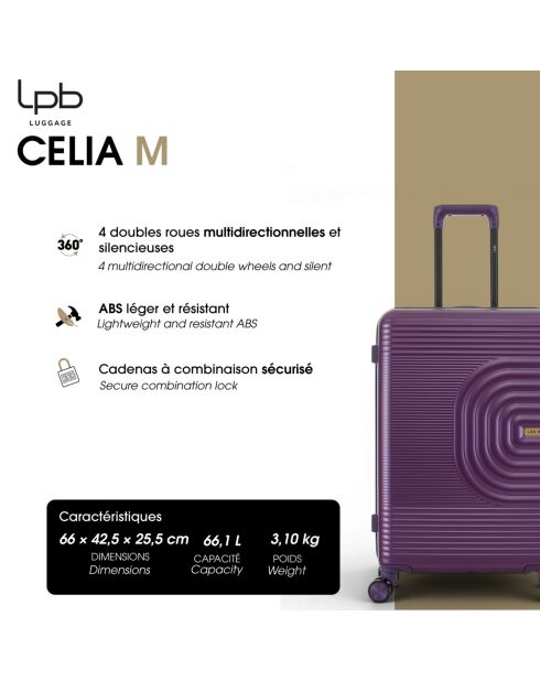 Valise Moyen Séjour Celia M saumon - 66x42,5x25,5 cm