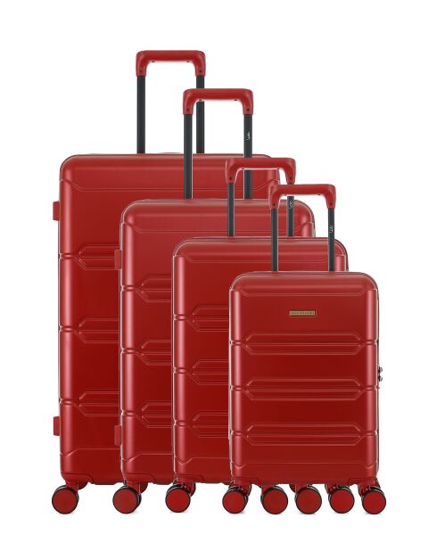 Set mit 4 burgunderfarbenen Lynda-O Koffern