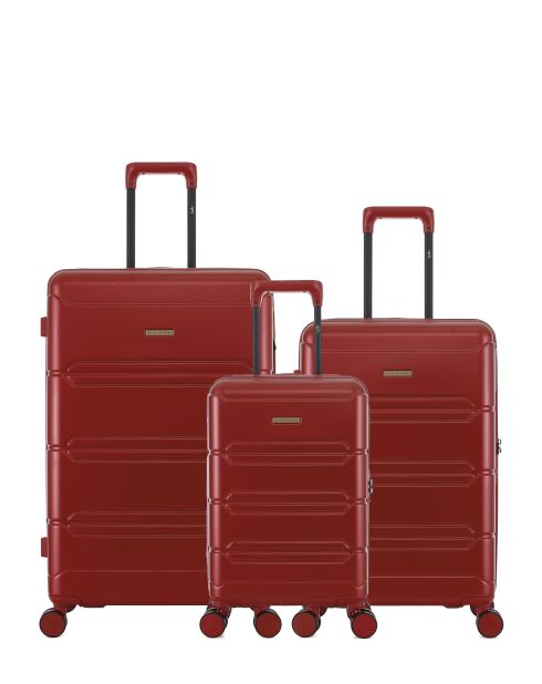 Set mit 3 großen Koffern, Weekend- und Cabin XS Lynda Burgunderrot