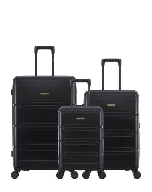 Lynda Set mit 3 großen Koffern, Weekend und Cabin XS, Schwarz