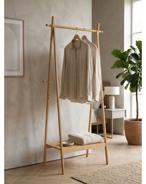 Estante plegable con estante de bambú maya marrón - 60/73x42x160 cm