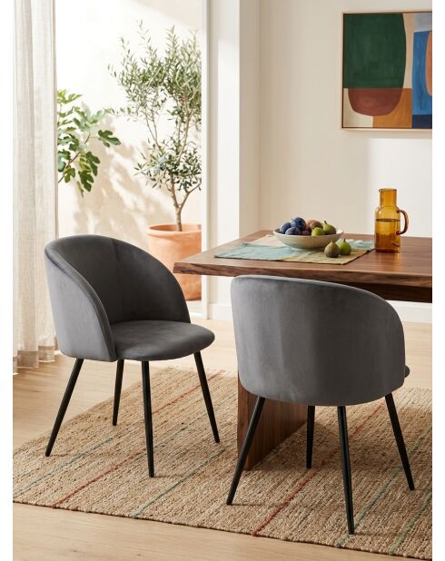 2 Chaises Nina grises - 52x60x79 cm