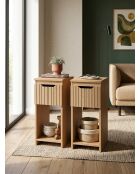 2 comodini Faustine con 1 cassetto in legno - 20x30x49,5 cm