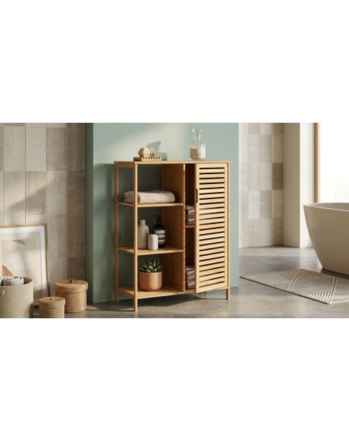 Mobile da bagno in bambù Maya con ripiano a 3 ripiani - 66x33x87 cm