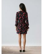 Robe courte avec imprimé cerise noire et rouge