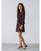 Robe courte avec imprimé cerise noire et rouge