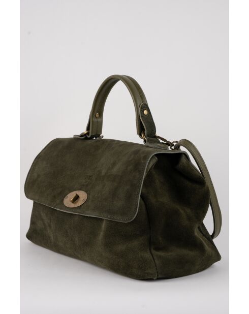 Sac à main en cuir Mick vert bouteille - 40x25x14 cm