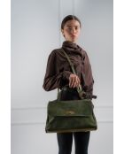 Sac à main en cuir Mick vert bouteille - 40x25x14 cm