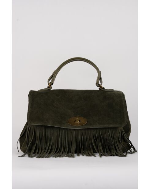 Sac à main en cuir Mick Frange vert bouteille - 40x25x14 cm