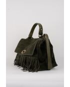 Sac à main en cuir Mick Frange vert bouteille - 40x25x14 cm