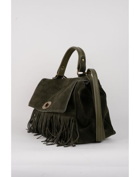 Sac à main en cuir Mick Frange vert bouteille - 40x25x14 cm