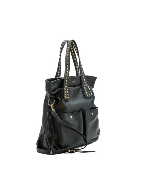 Bandolera Blaze de piel negra - 36x39x13 cm