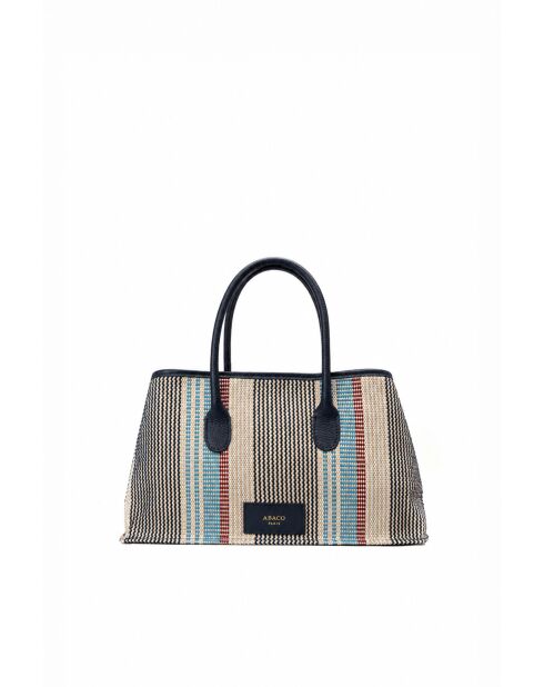 Sac à main en cuir Lyn bleu marine - 34x22x15 cm