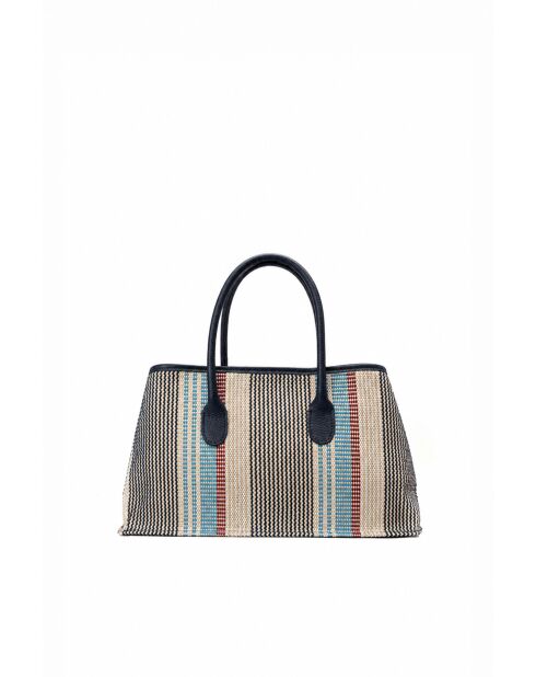 Sac à main en cuir Lyn bleu marine - 34x22x15 cm