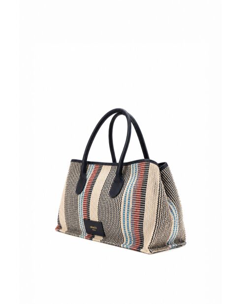 Sac à main en cuir Lyn bleu marine - 34x22x15 cm