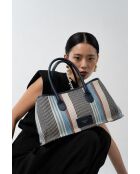 Sac à main en cuir Lyn bleu marine - 34x22x15 cm