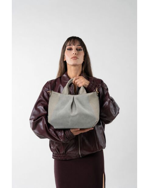 Sac à bandouliere en cuir Jeti gris - 31x24x12 cm