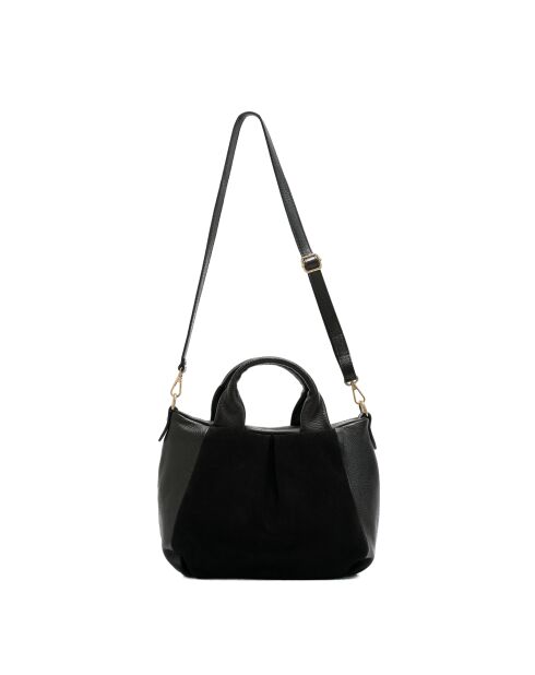 Bandolera Jeti de piel negra - 31x24x12 cm