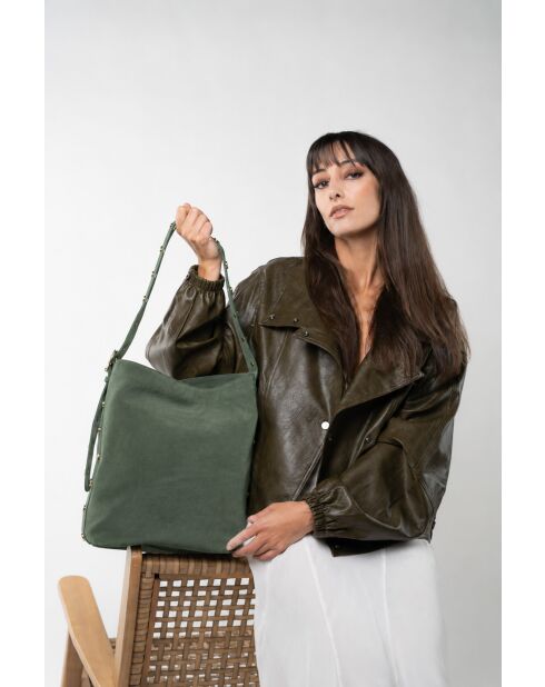 Sac porte épaule en cuir Nova vert menthe - 35x35x14 cm