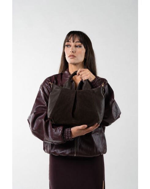 Jeti Schultertasche aus Mokkaleder - 31x24x12 cm