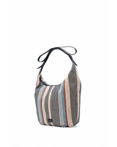 Sac porte épaule en cuir Gina bleu marine - 46x35x5 cm