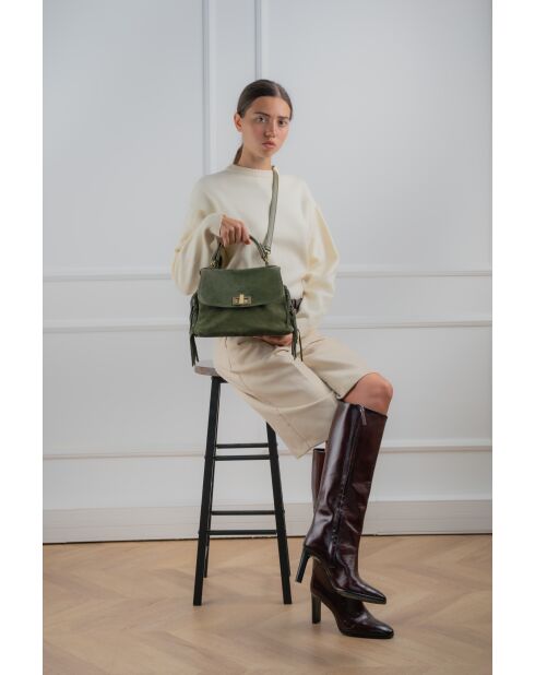 Sac à main en cuir Neva vert bouteille - 28x22x10 cm