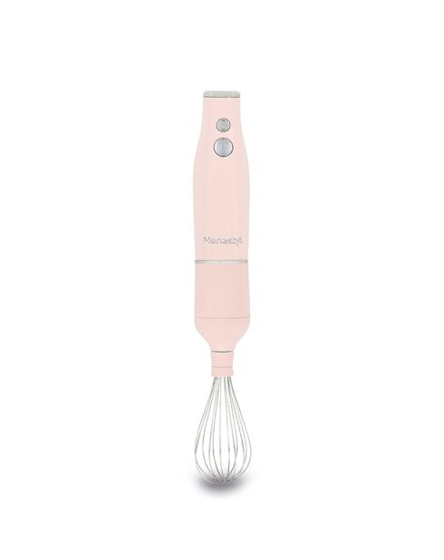 Mixeur 3 en 1 rétro Rose inox, rose/transparent - 21x14x22 cm