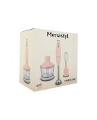 Mixeur 3 en 1 rétro Rose inox, rose/transparent - 21x14x22 cm