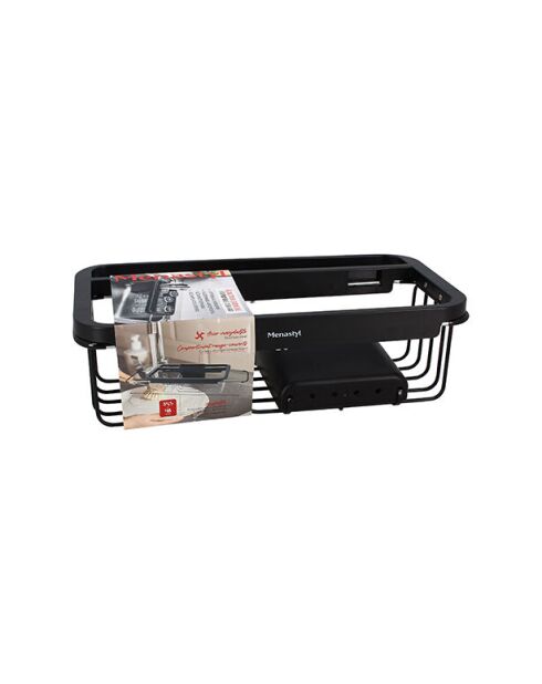 Escurridor extensible de acero inoxidable/negro - 31x15,4x10 cm