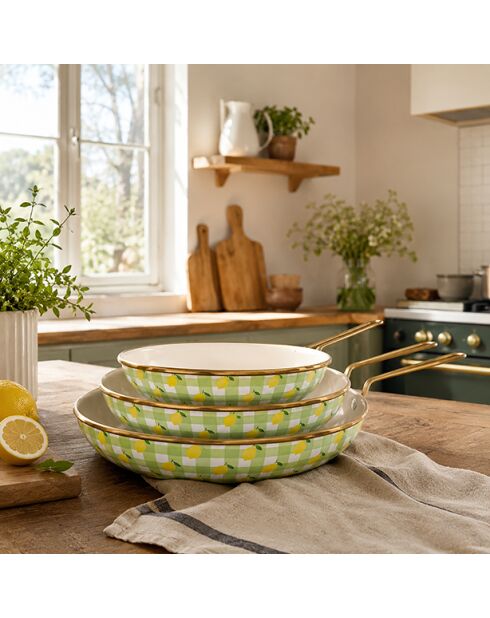 Service Poêle Vichy Citron vert - 3 pièces