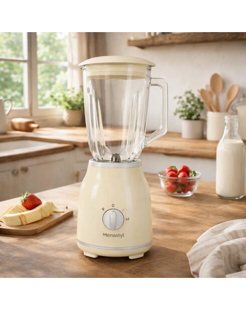 Blender rétro Crème beige/transparent - 1,5 L