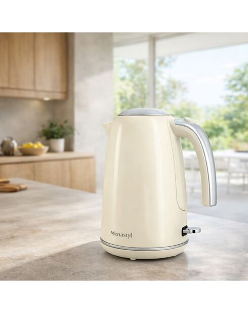 Bouilloire rétro Crème beige/inox - 1,7 L
