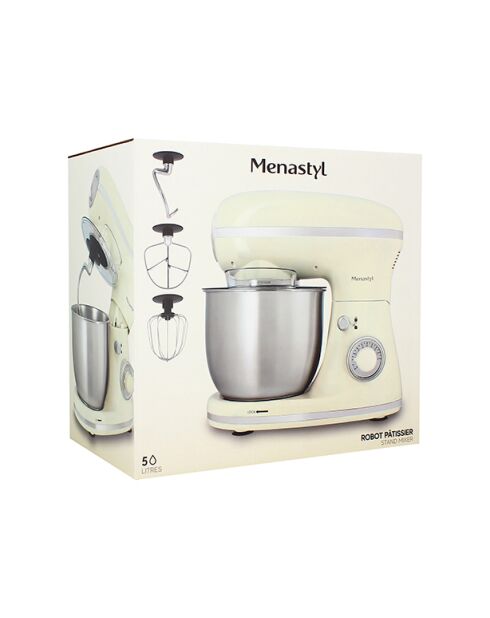 Robot pâtissier rétro Crème beige/inox - 5 L