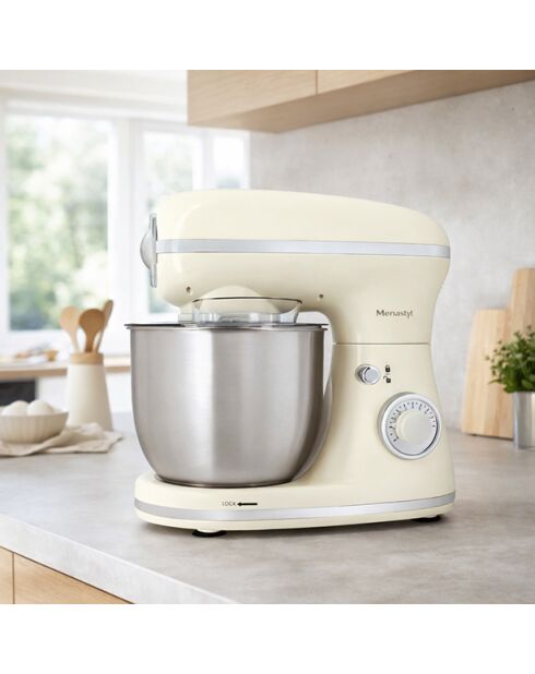 Robot pâtissier rétro Crème beige/inox - 5 L