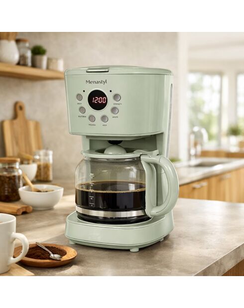 Cafetière rétro Céladon transparent/vert - 1,5 L