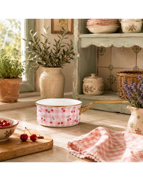 Ovenschotel met roze kersen van Vichy - 32,7x16,9x7,8 cm