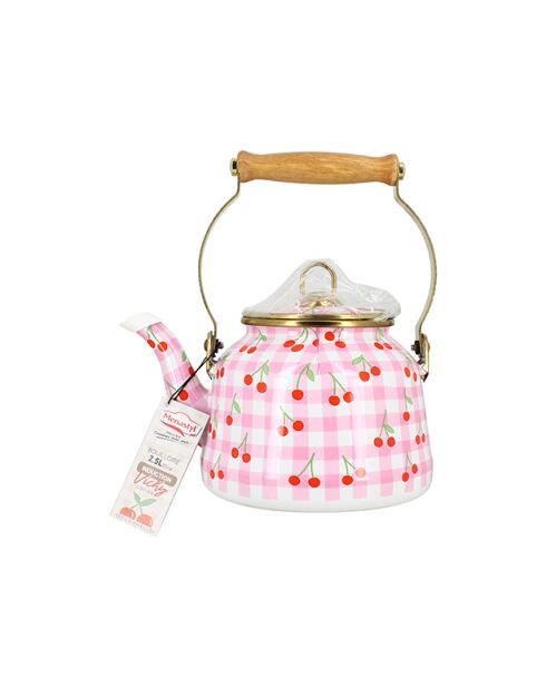 Bouilloire Vichy Cerise rose - 2,5 L