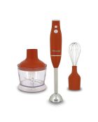 Mixeur 3 en 1 rétro Brique inox, terracotta/transparent - 21x14x22 cm
