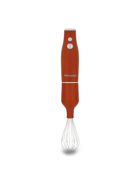 Mixeur 3 en 1 rétro Brique inox, terracotta/transparent - 21x14x22 cm