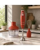 Mixeur 3 en 1 rétro Brique inox, terracotta/transparent - 21x14x22 cm
