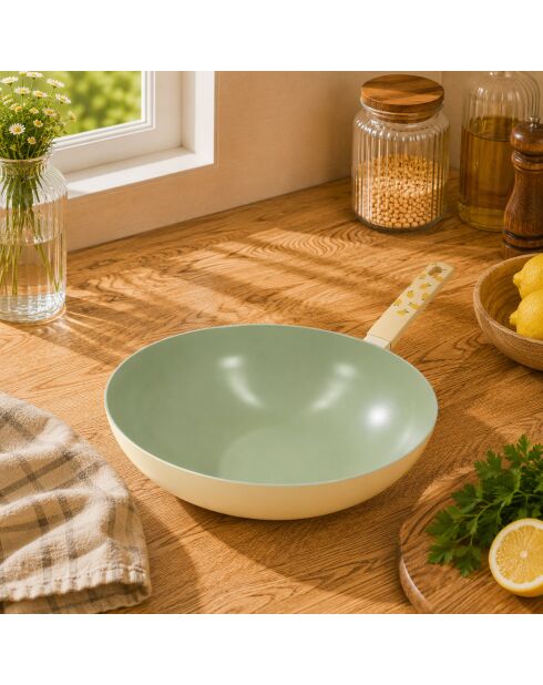 Wok citroen beige/groen - 47,5x28,5x8 cm